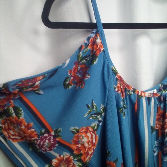 Venus Dress XL Cold Shoulder Short Sleeve Floral Blue - Picture 6 of 14